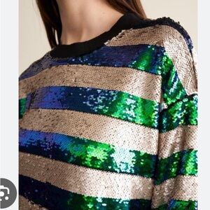 Bellerose Women’s Sequin Green Striped Dress Size 2 (Large)